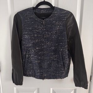 Madewell Tweed Shimmer Weave Leather Sleeved Bomber Jacket